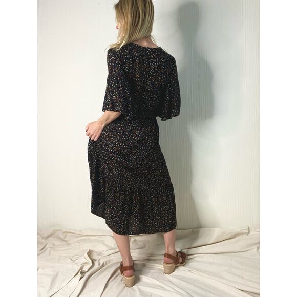 FAITHFULL THE BRAND Melia Black Polka Dot Floral Maxi Dress US XS/S - Picture 9 of 16